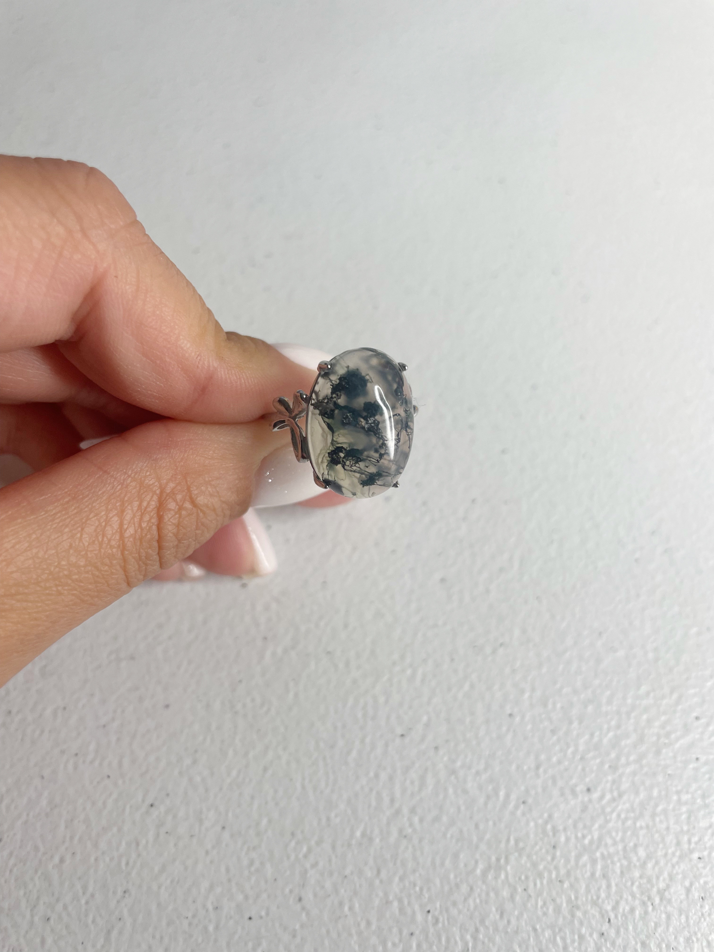 Moss Agate Sterling Silver Ring
