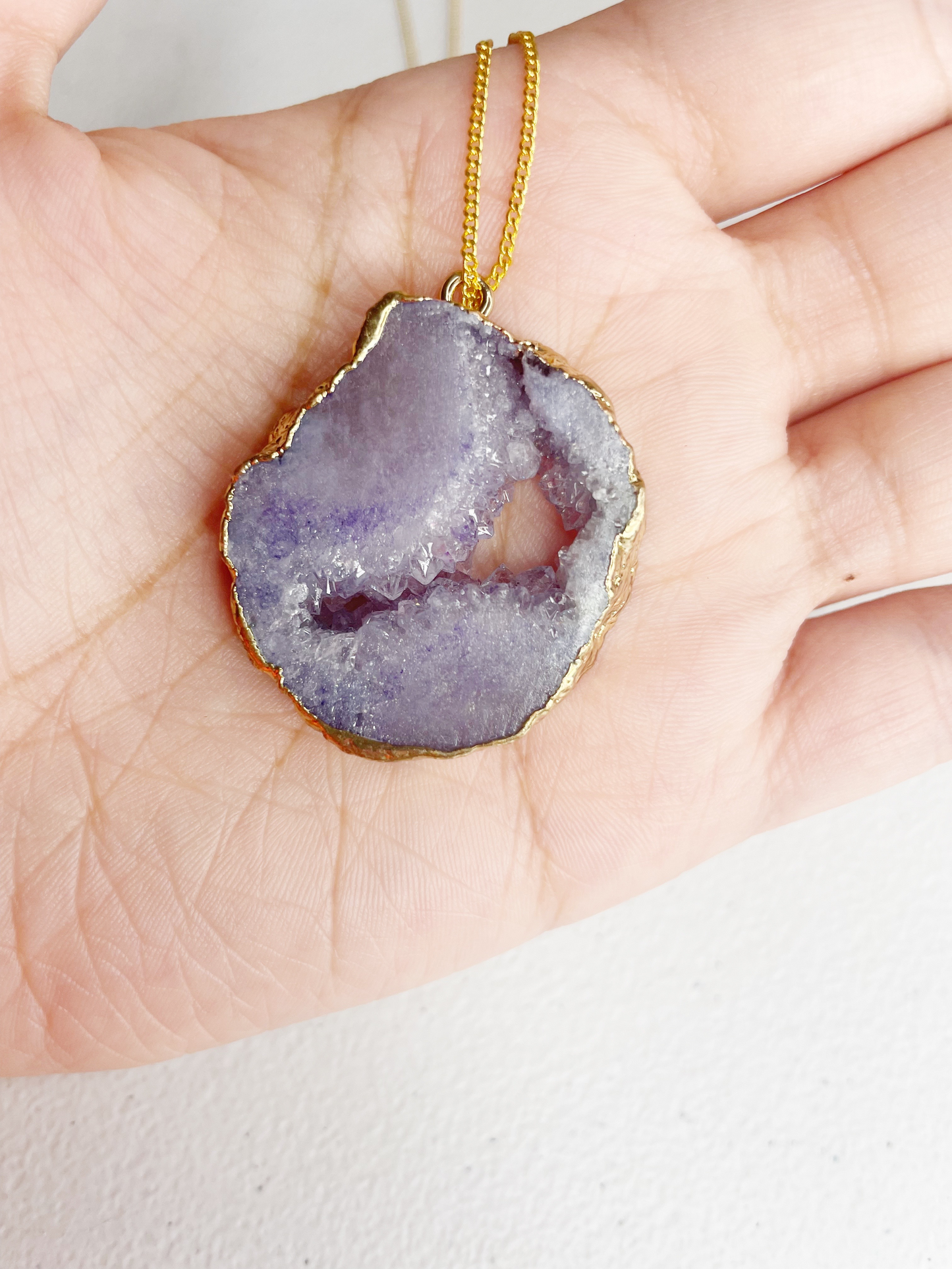 Purple Druzy Agate Pendant
