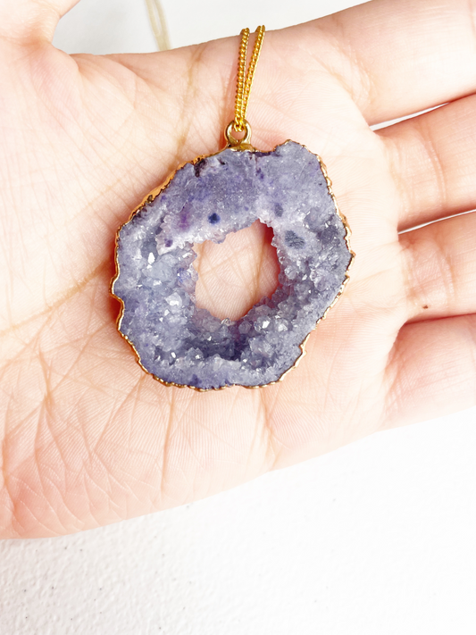Purple Druzy Agate Pendant