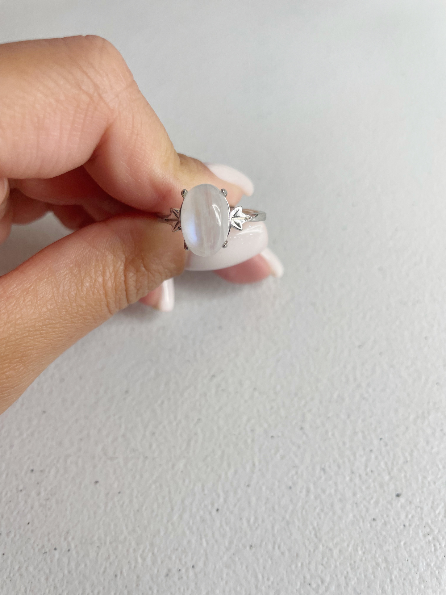 Rainbow Moonstone Sterling Silver Ring