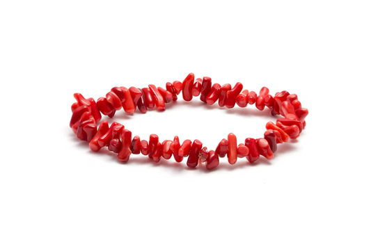 Red Coral Jade Chip Bracelet (Relaxation - Creativity - Wisdom)
