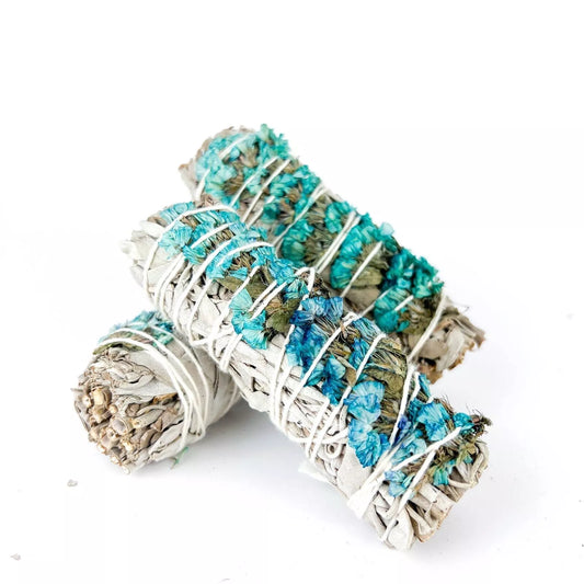 4" Turquoise Sinuata with White Sage (Reduces Exhaustion - Mood Swings - Calmness)