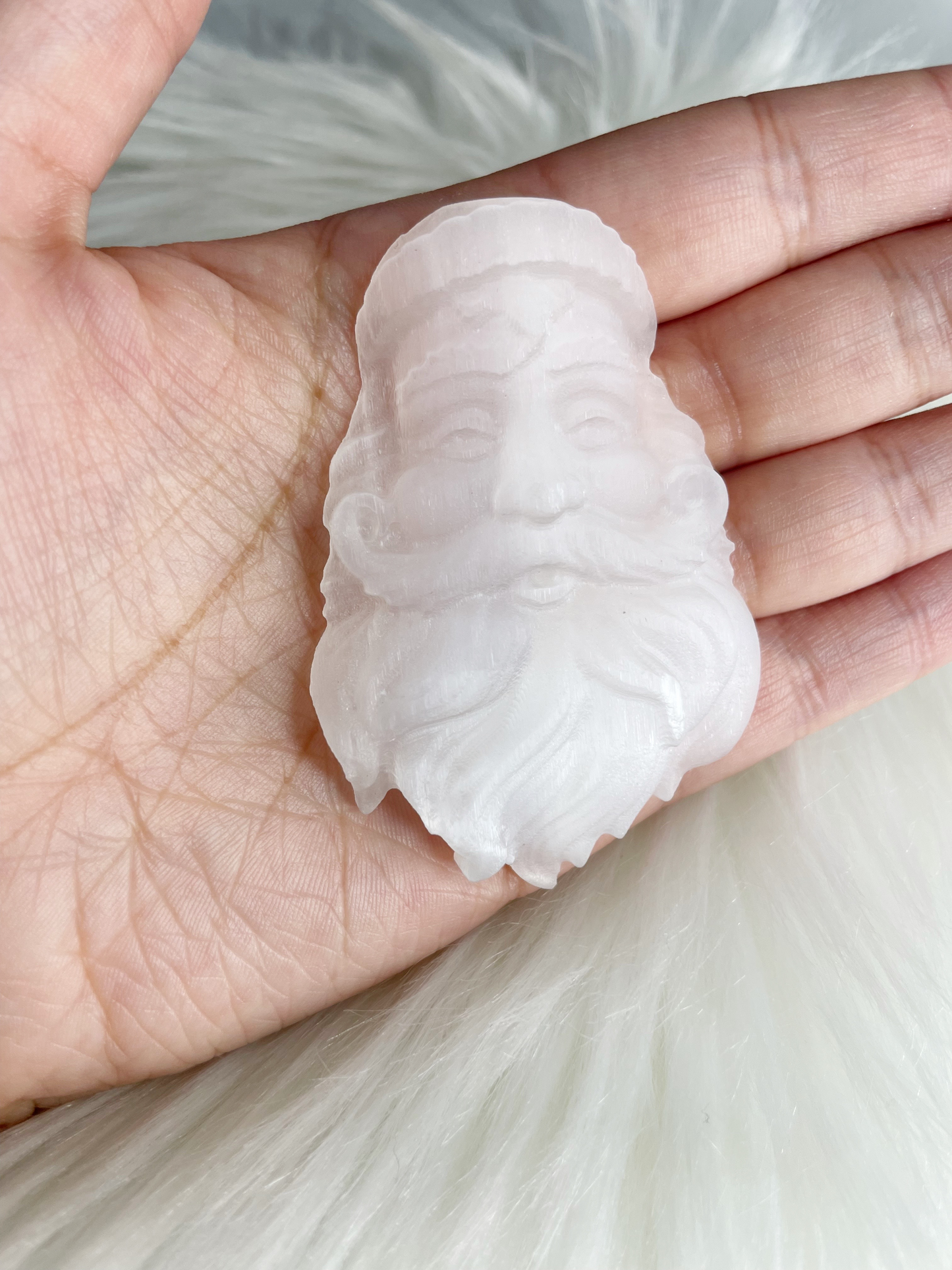 Selenite Santa Claus Carving