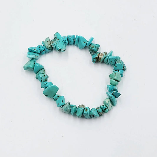 Natural Turquoise Chip Bracelet (Calmness - Truth - Courage)